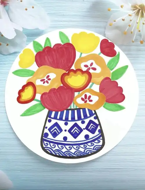 🎨《一束花》儿童创意绘画教程 🌸用马克笔绘制一束美丽的花朵,再