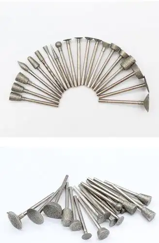 金刚石磨针金刚砂玉雕工具套装原石打磨去皮翡翠开窗玉石雕刻磨头