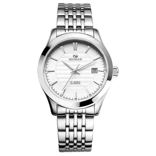 reimah 雷迈表 经典风范系列 全自动机械表 男表 钢带 白色 8025m