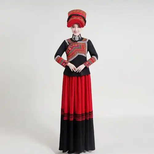 彝族服装女56个民族彝族少数民族舞蹈演出服装传统彝族舞台合唱表演服