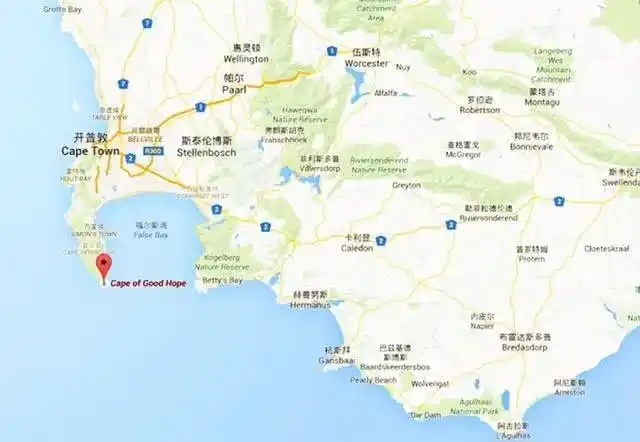 地图上的开普敦
