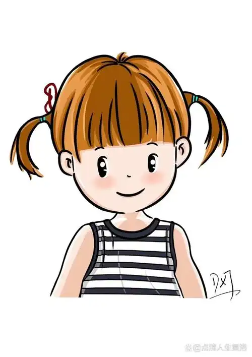 q版扎辫子的小女孩