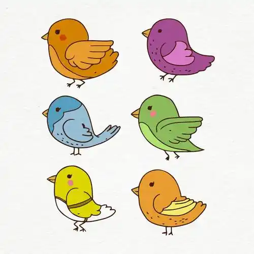 可爱卡通手绘小鸟矢量素材卡通可爱彩色小鸟卡通鸟卡通风景可爱小鸟