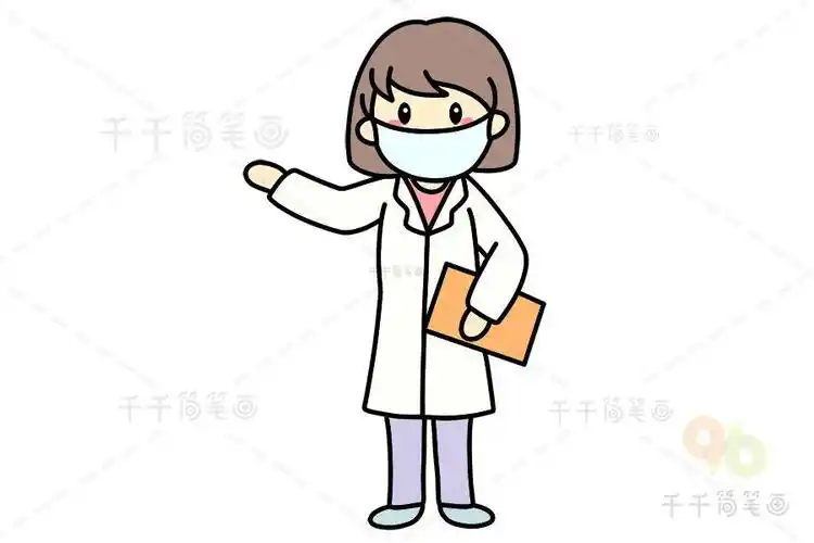 全民抗疫河北加油儿童画 - 毛毛简笔画抗疫医生卡通简笔画致敬前线
