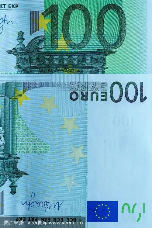 抽象碎片100欧元的纸币