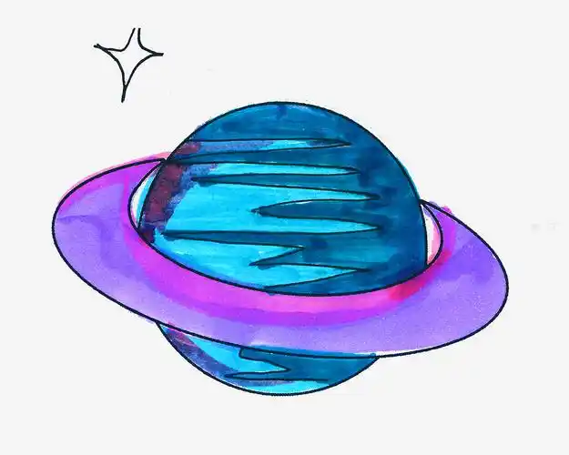 第5步,有颜色的星球教程就画完了,一起欣赏星球的儿童画效果吧,简单么