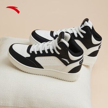 安踏高帮板鞋女夏季革面防泼水透气不闷脚女子运动休闲鞋