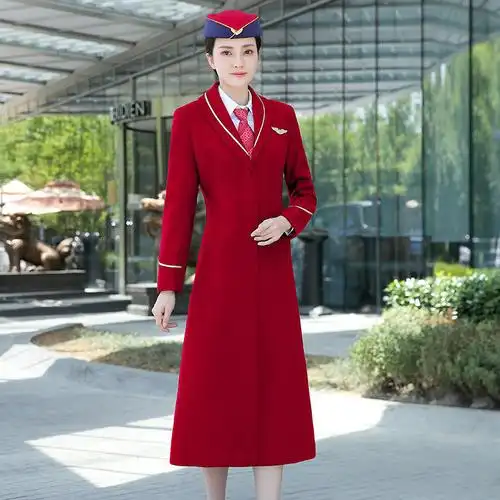 南航空姐毛呢大衣职业装女秋冬长款制服过膝外套酒店售楼部工作服