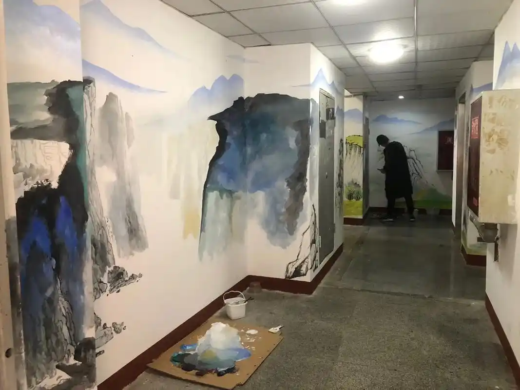 手绘壁画 #墙体彩绘 #壁画师 - 抖音