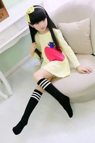 包邮韩版儿童中长筒袜春秋夏款女童纯棉长筒袜子弹力女大童过膝袜
