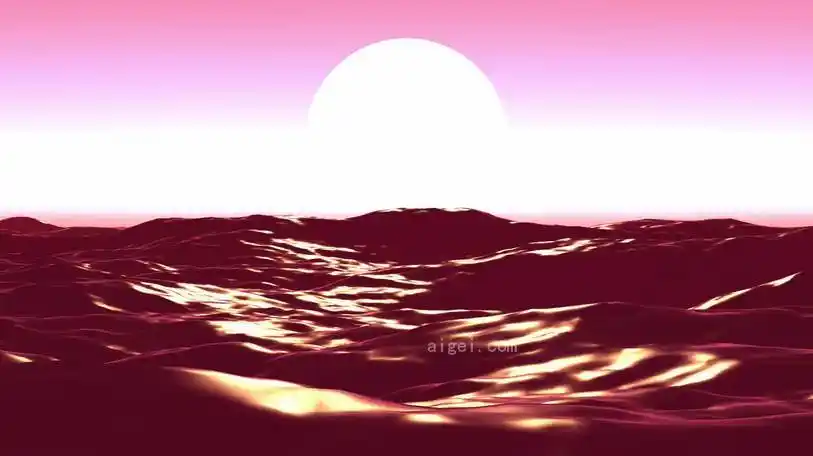 动画清晰的海洋日出风景粉色(animated lucid ocean sunrise scenery