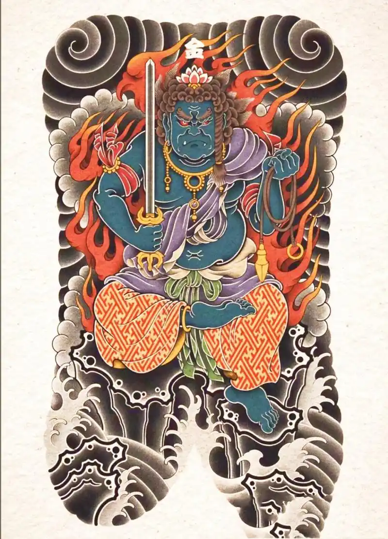 不动明王日式传统4张 #我的纹身分享# #纹身# #纹身手稿# #不动明王