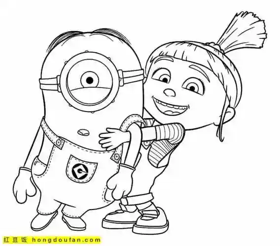 消防队员小黄人丛林野人小黄人卡通涂色图片-红豆饭小学生简笔画大全