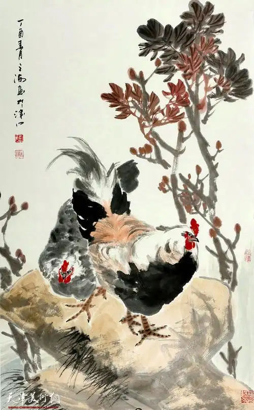 取像求真-天津著名画家陈之海小写意画鸡作品欣赏