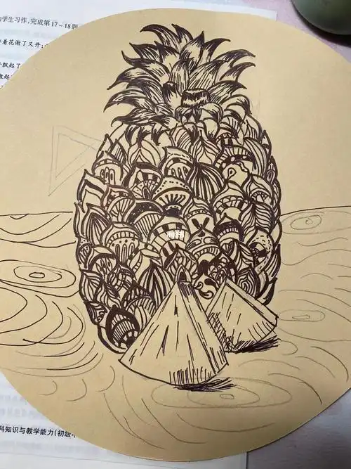 创意线描菠萝