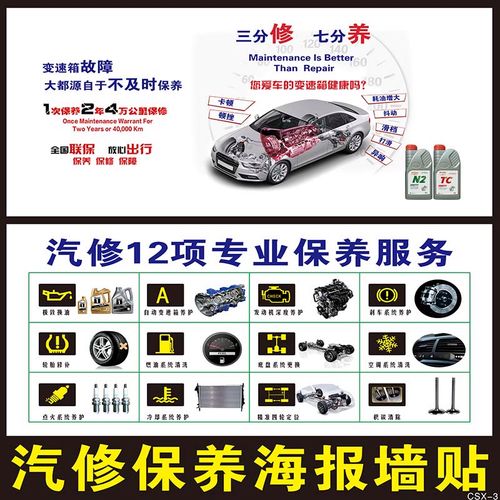 汽修保养维护墙纸汽修厂汽车仪表盘贴画美孚机油养护宣传海报贴纸