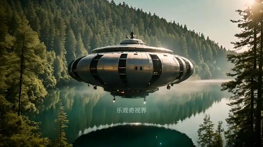 水面上的星际探索飞行器科幻飞碟1