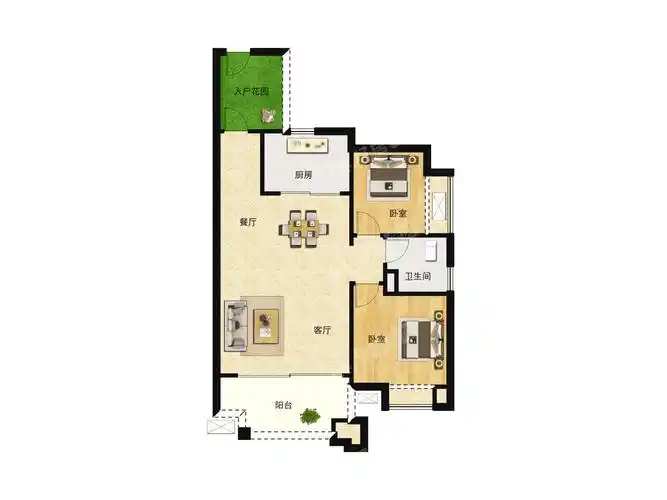 恒展江山时代花园楼盘-2室户-户型图