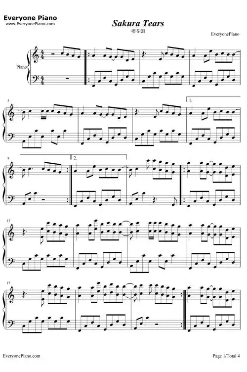 sakura tears钢琴谱-snigellin1