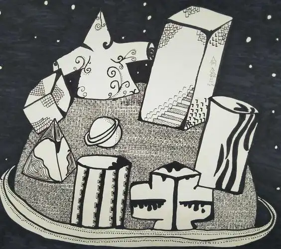 几何形体的联想——黑白装饰画(合肥市行知学校八年级17班作品展)