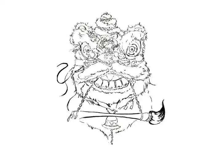 手绘/板绘/ai矢量绘制绘制的方法也是有所区别3张以舞狮为题材的小