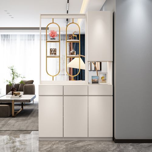 奶油风客厅隔断柜靠墙家用进门玄关柜鞋柜一体现代简约入户屏风柜