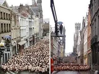 2000名男女寒风中裸身摆造型(组图)