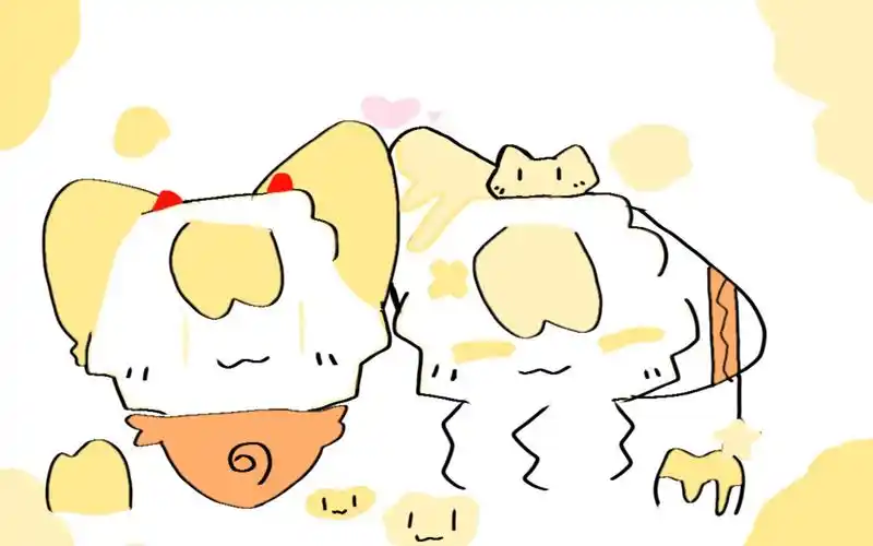 绘画过程,黄豆酱和奶块贴贴