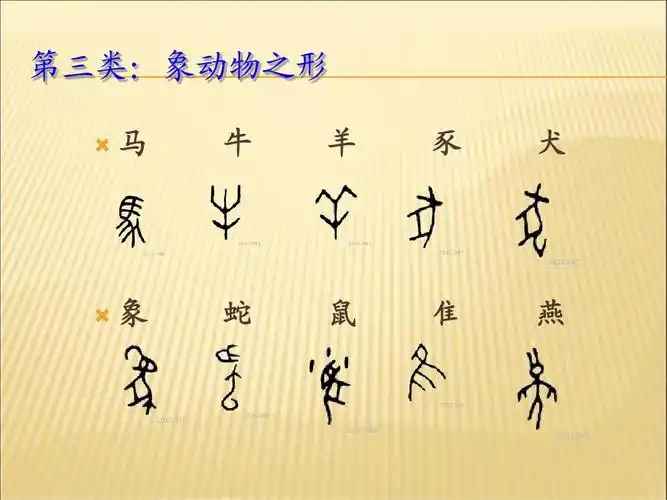 看汉字 学历史 第三类:象动物之形   马 牛 羊 豕 犬 象 蛇 鼠 隹 燕