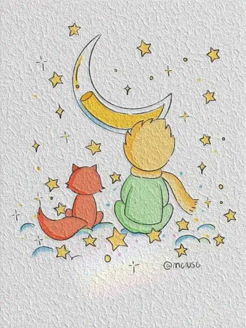 治愈系简笔画教程78小王子与狐狸