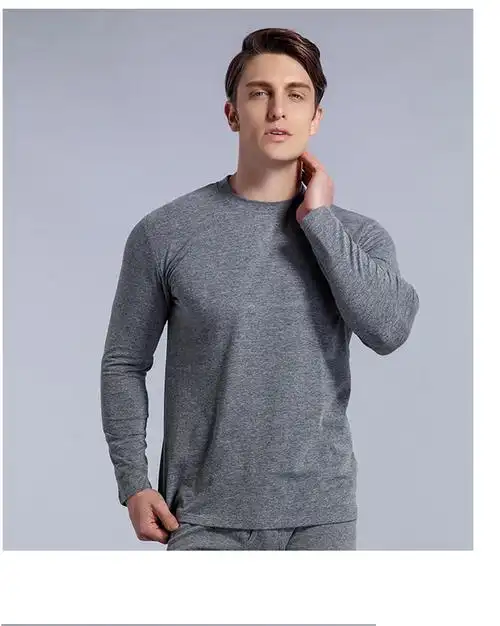 男士中领秋衣单件 精梳棉高领保暖内衣 家居休闲上衣不掉色有弹性