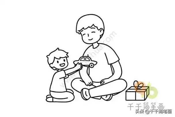 爱的瞬间亲子简笔画