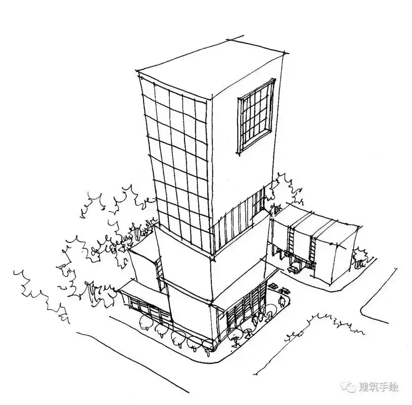建筑系手绘课:8 三点透视理解与训练
