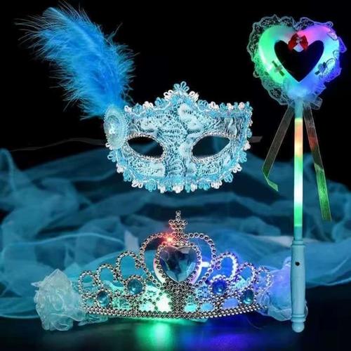 儿童面具女舞会公主女孩皇冠头纱中秋节日派p对装扮化妆面具半脸