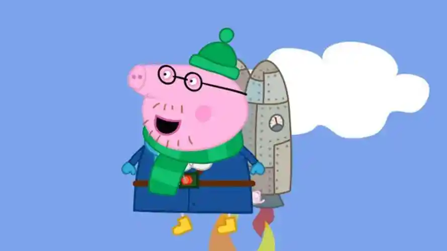 简笔画-小猪佩奇的爸爸猪爸爸火箭喷射器