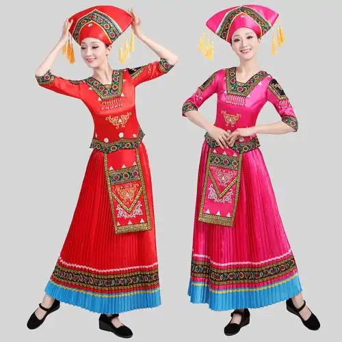 新款广西壮族女装舞蹈演出服少数民族服装三月三月三三歌民族服装