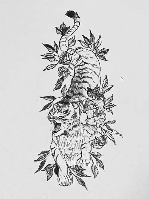 海娜手绘纹身图案分享|老虎99