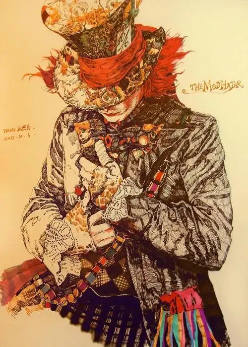 疯帽子_旳---_爱丽丝梦游仙境圈插画_网易gacha二次元社区