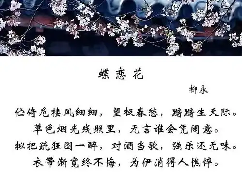 柳永《蝶恋花·伫倚危楼风细细》