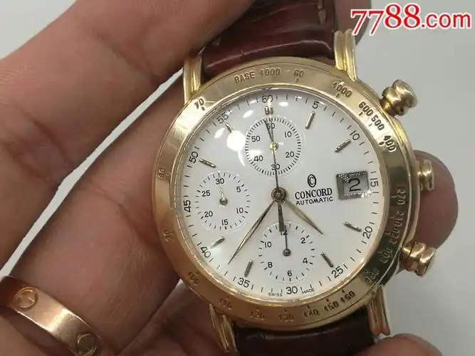 低售18k实金的多针带计时瑞士君皇全自动男表一只