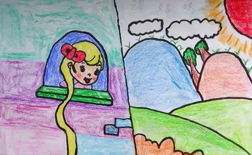 少儿书画作品-莴苣姑娘/儿童书画作品莴苣姑娘欣赏_中国少儿美术网