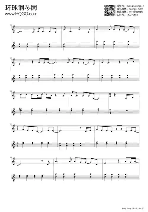 baby song-陈奕迅钢琴谱-陈奕迅baby song钢琴谱-环球钢琴网
