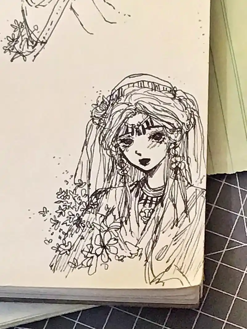 画渣日常 #原创绘画  黑笔画的,比例有问题也改不了, 轻 - 抖音