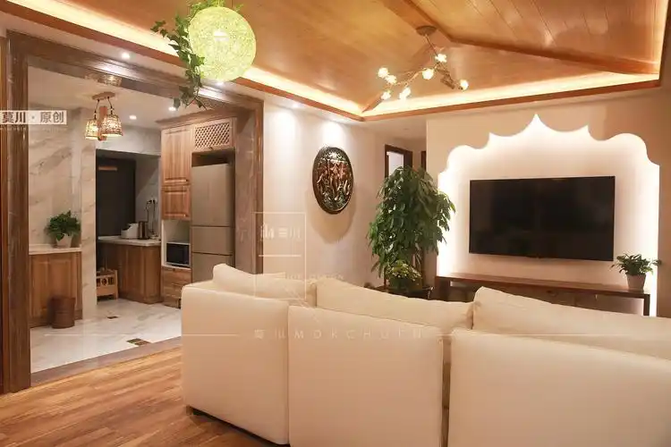 86㎡东南亚风格客厅装修效果图