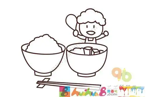 幼儿画吃饭简笔画