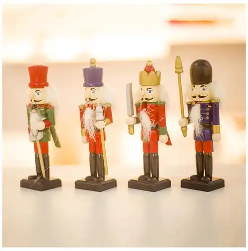 禧宝新款圣诞节胡桃兵木质人偶 创意彩绘圣诞节儿童礼物玩具盒装