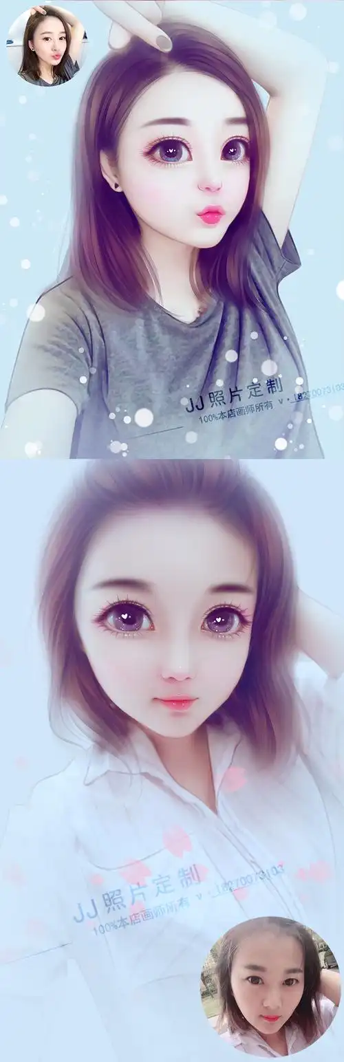真人照片转手绘头像卡通画像q版人像美化肖像漫画卡通头像礼物