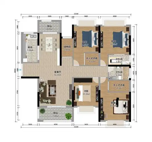 160平米户型图160平米房屋设计图