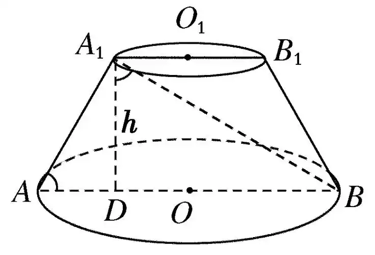 与底面圆直径ab的夹角为60°,轴截面中的一条对角线垂直于腰,求圆台