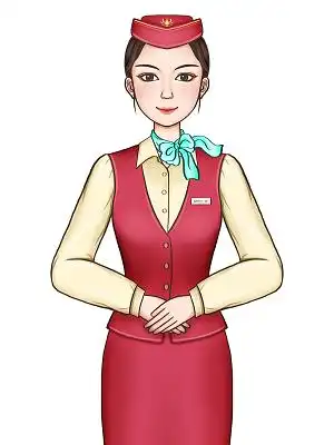 手绘卡通人物空姐原创插画海报礼仪